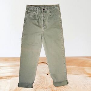 RE/DONE High-Rise Cuffed Ankle Jeans Olive Green NWT Size 25 (22" Inseam)